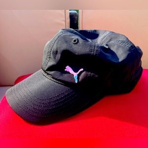 Puma light weight black and pink athletic embroidered Velcro adjustable hat